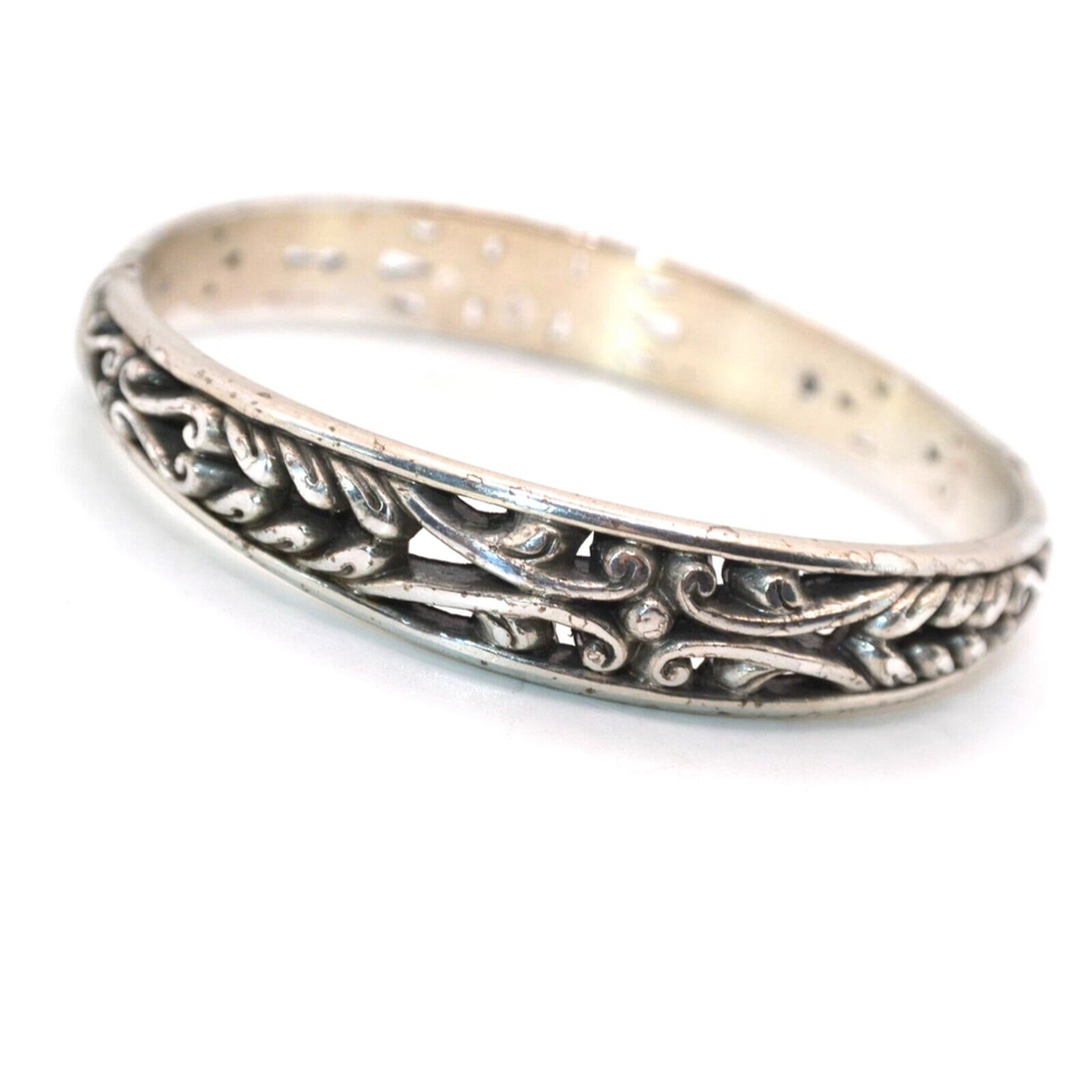 Brighton Silver Plated Scrollwork Hinged Bangle B… - image 5